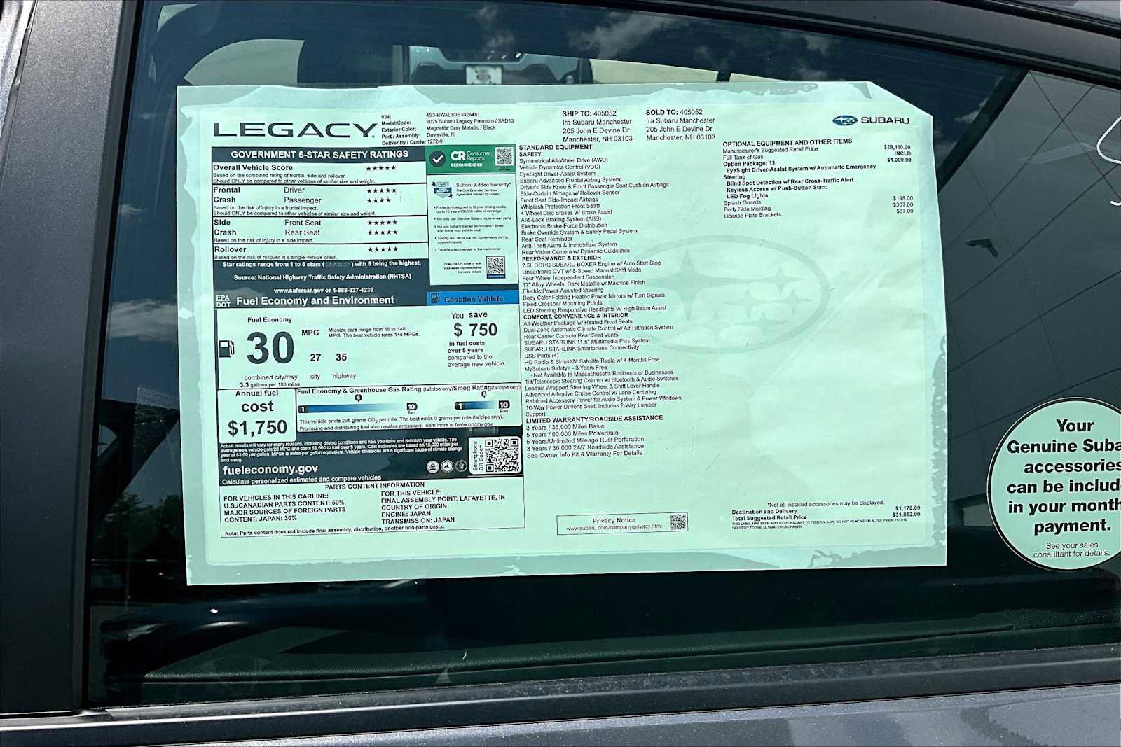 New 2025 Subaru Legacy Premium image 19