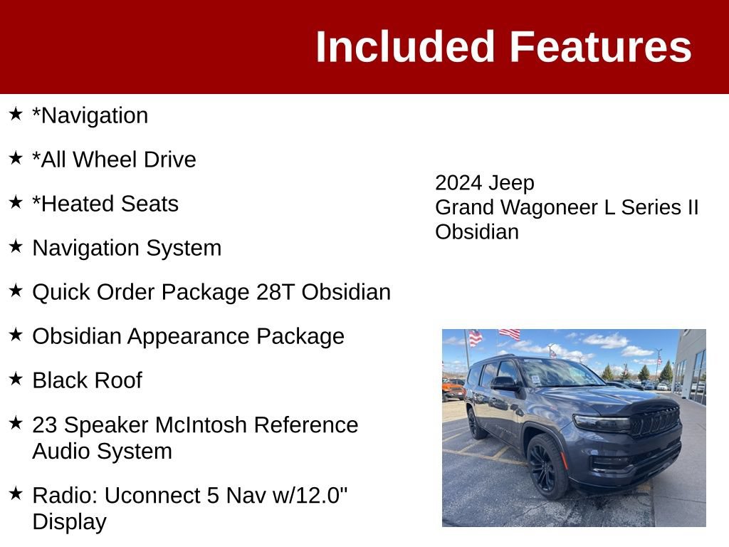 Used 2024 Jeep Grand Wagoneer L Series II w/ Quick Order Packagew 28T AWD/4WD image 3