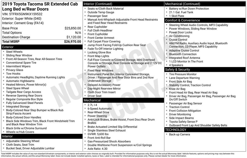 Used 2019 Toyota Tacoma SR RWD image 17