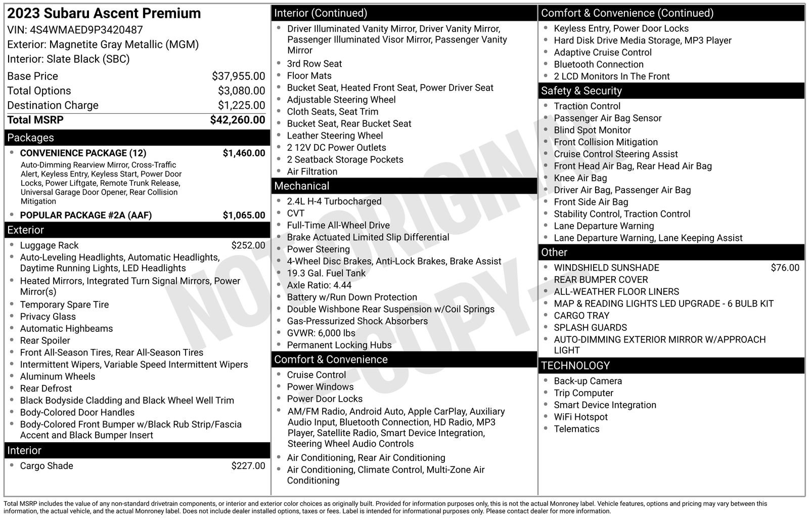 Certified 2023 Subaru Ascent Premium w/ Convenience Package image 7