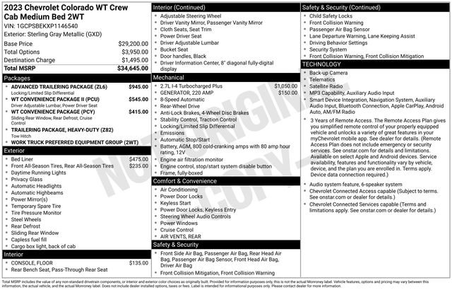 Used 2023 Chevrolet Colorado W/T w/ Advanced Trailering Package RWD image 6