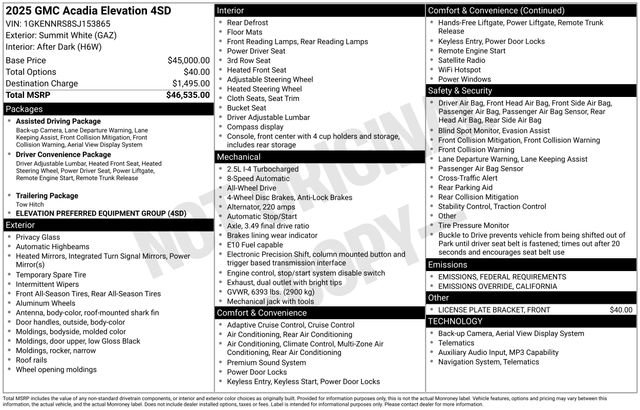Certified 2025 GMC Acadia Elevation image 5