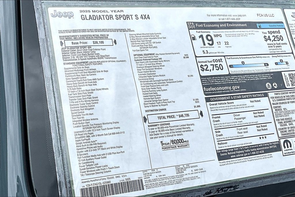 New 2025 Jeep Gladiator Sport AWD/4WD image 37