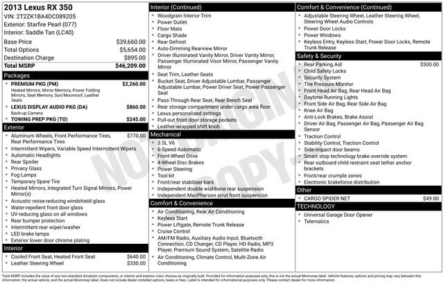 Used 2013 Lexus RX 350 FWD w/ Premium Pkg image 4