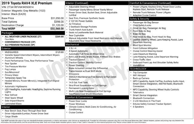 Used 2019 Toyota RAV4 XLE Premium w/ All Weather Liner Package AWD/4WD image 26