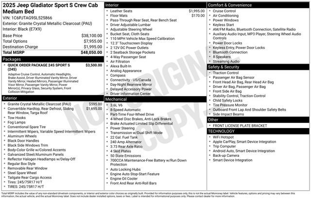 New 2025 Jeep Gladiator Sport image 44