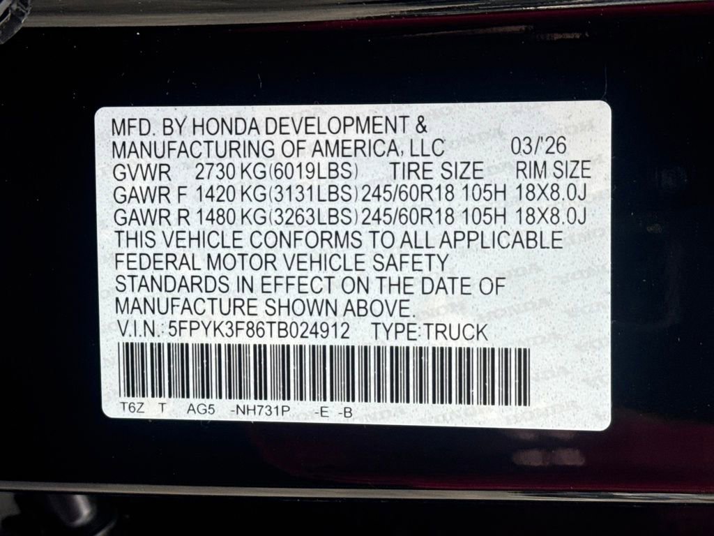 New 2026 Honda Ridgeline Black Edition image 26