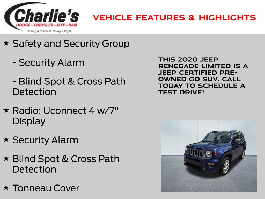 Certified 2020 Jeep Renegade Limited w/ Safety and Security Group AWD/4WD image 13