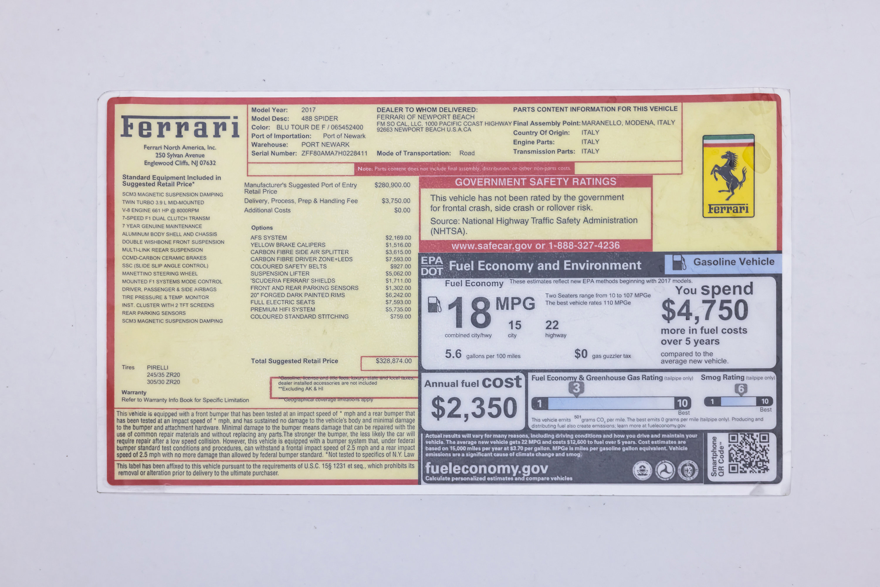 Certified 2017 Ferrari 488 Spider RWD image 95