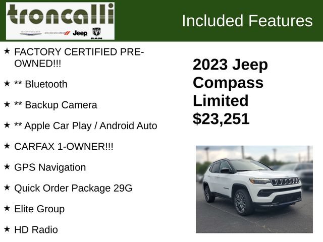 Certified 2023 Jeep Compass Limited w/ Elite Group AWD/4WD image 5