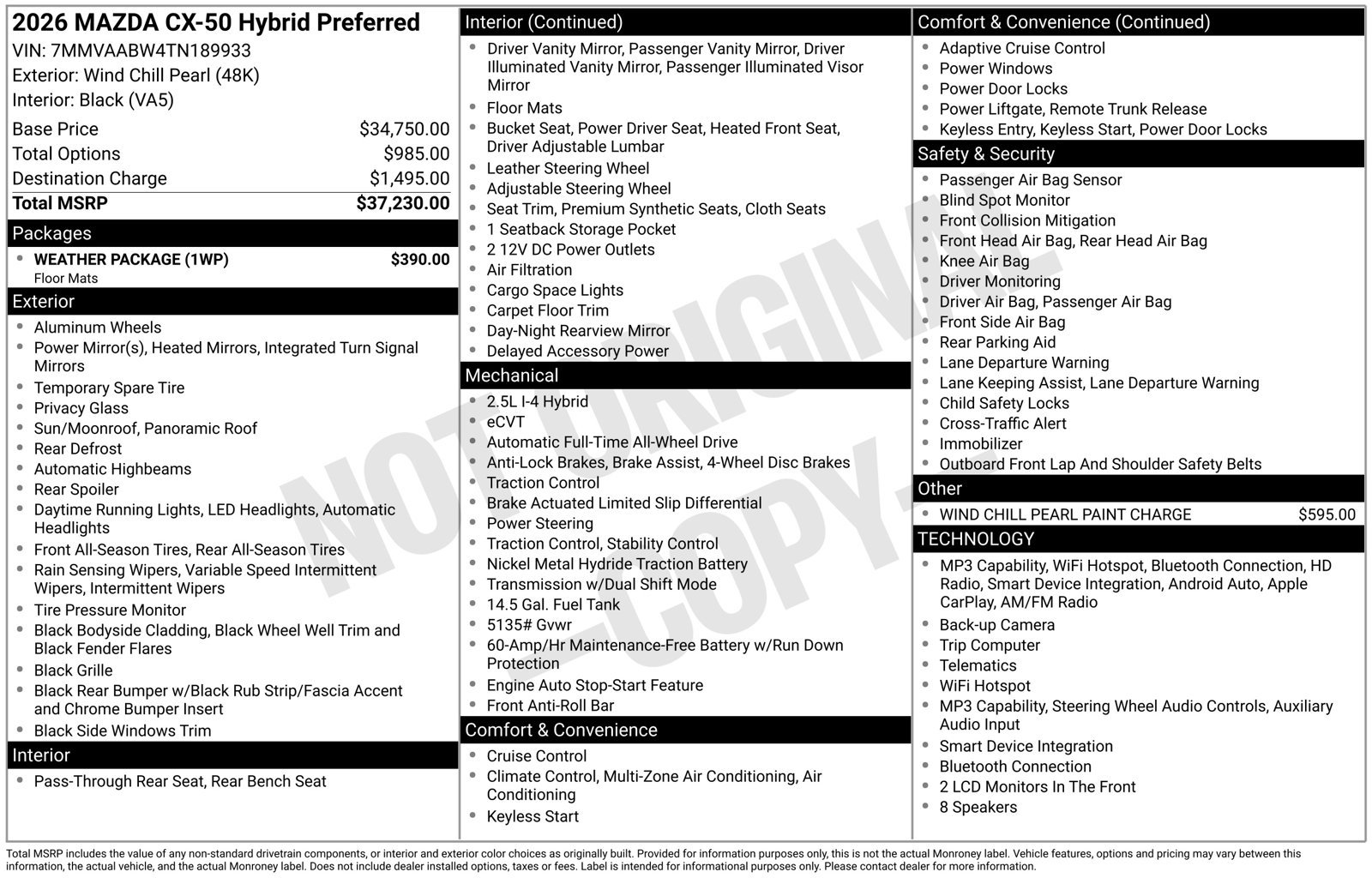 New 2026 MAZDA CX-50 2.5 Hybrid w/ Weather Package AWD/4WD image 4