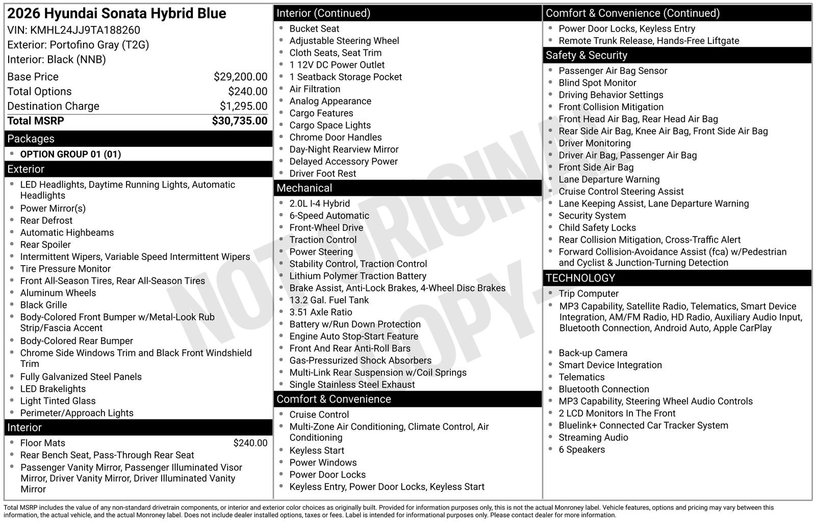 New 2026 Hyundai Sonata Blue FWD image 20