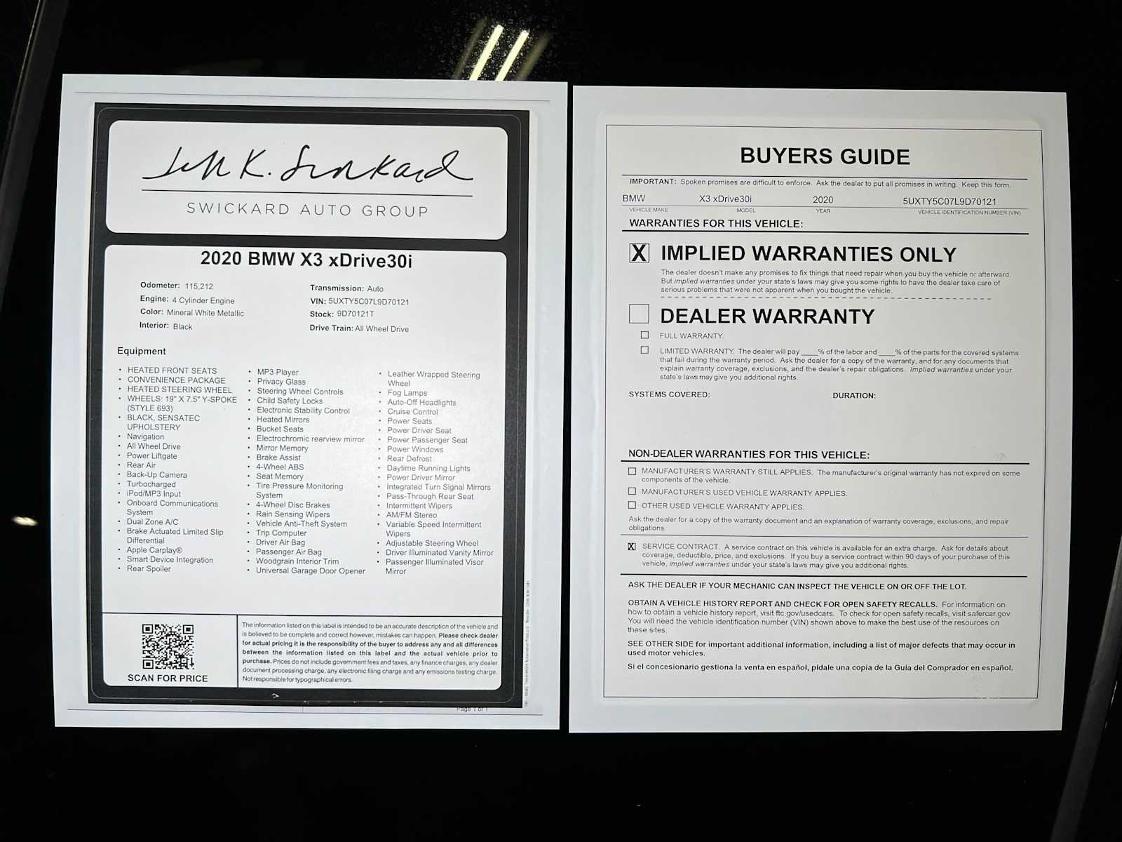 Used 2020 BMW X3 xDrive30i w/ Convenience Package AWD/4WD image 45