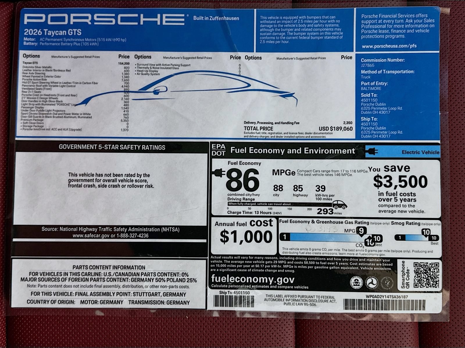 New 2026 Porsche Taycan GTS AWD/4WD image 45