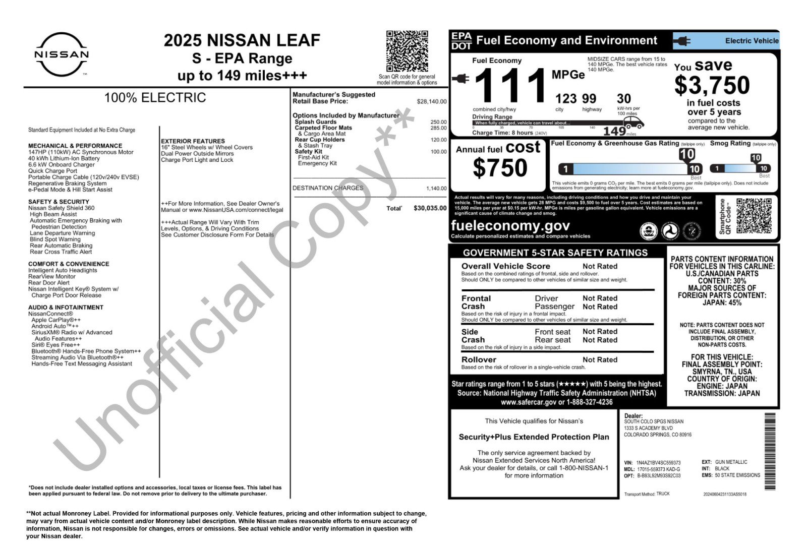 Used 2025 Nissan Leaf S image 48