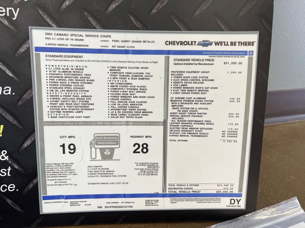 Used 2002 Chevrolet Camaro Z28 w/ Preferred Equipment Group image 15