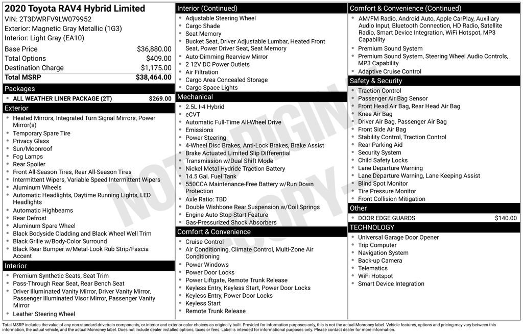 Used 2020 Toyota RAV4 Limited w/ All Weather Liner Package image 3