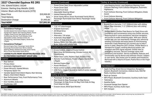 New 2027 Chevrolet Equinox RS AWD/4WD image 25