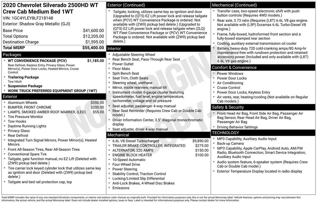 Used 2020 Chevrolet Silverado 2500 W/T w/ WT Convenience Package AWD/4WD image 24