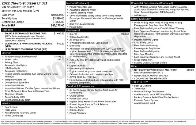 Certified 2022 Chevrolet Blazer LT w/ Sound & Technology Package AWD/4WD image 28
