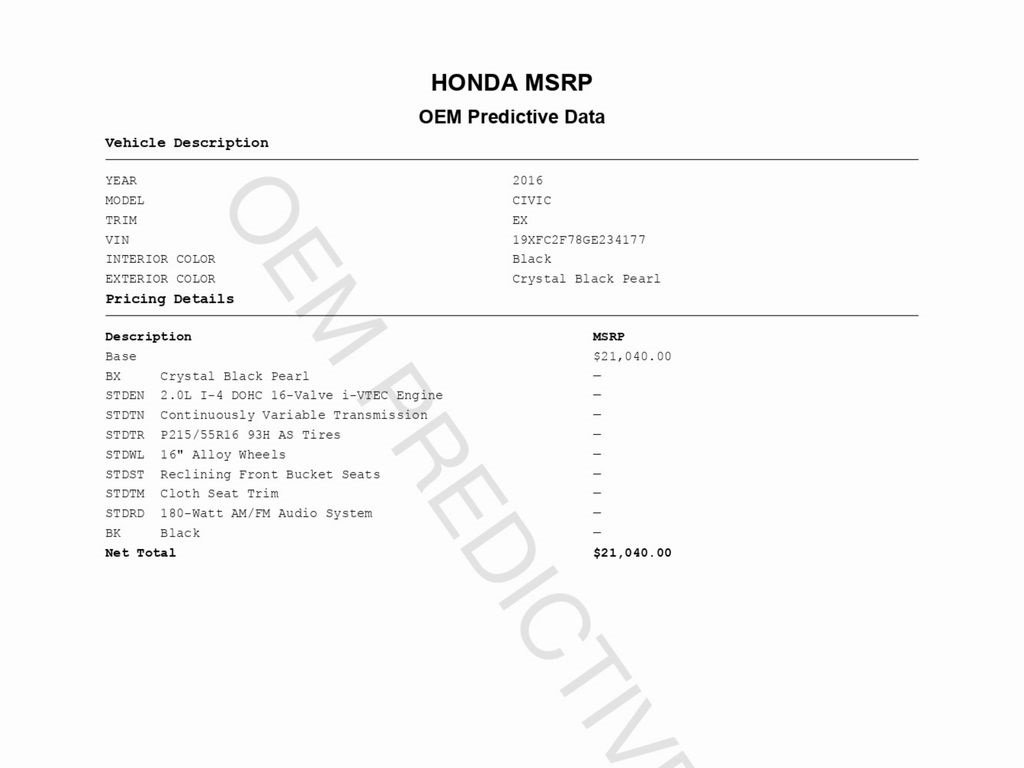 Used 2016 Honda Civic EX image 2