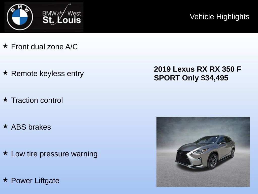 Used 2019 Lexus RX 350 F Sport image 8