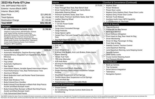 Certified 2023 Kia Forte GT-Line w/ GT-Line Premium Package FWD image 14