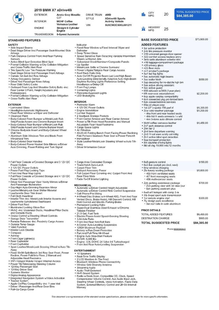 Used 2019 BMW X7 xDrive40i w/ Luxury Seating Package image 3