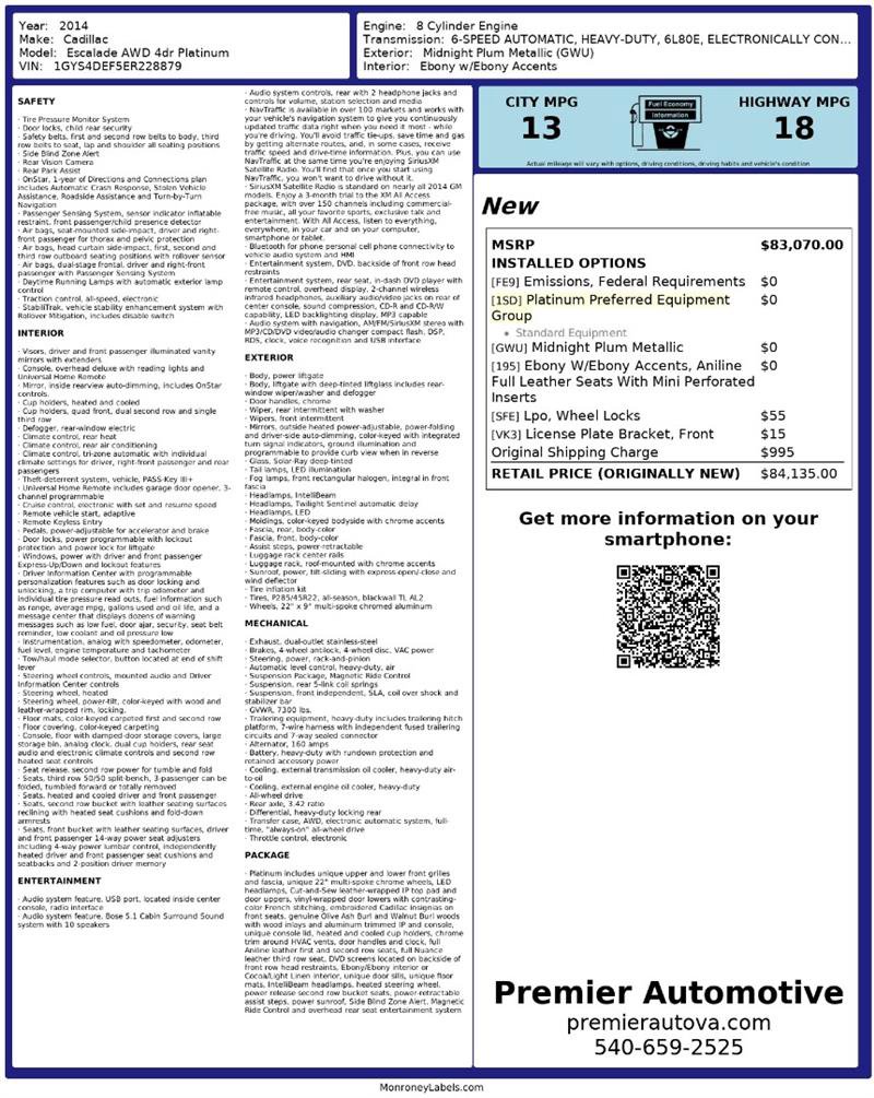 Used 2014 Cadillac Escalade Platinum image 3