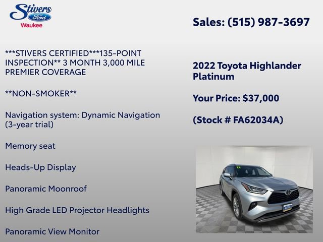 Used 2022 Toyota Highlander Platinum image 15