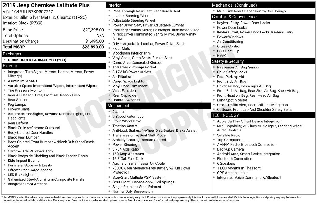 Used 2019 Jeep Cherokee Latitude Plus FWD image 26