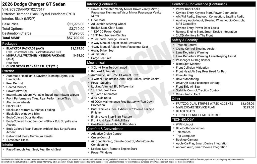 New 2026 Dodge Charger GT w/ Blacktop Package AWD/4WD image 6