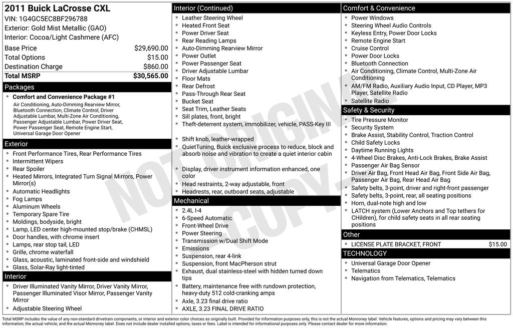 Used 2011 Buick LaCrosse CXL image 8