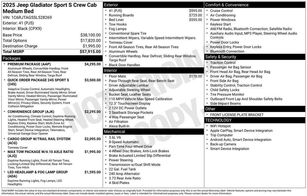 New 2025 Jeep Gladiator Sport w/ Premium Package image 6