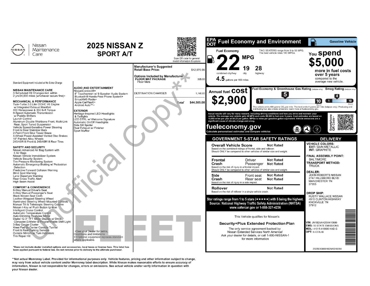 Certified 2025 Nissan Z Sport w/ Floor Mat Package RWD image 32