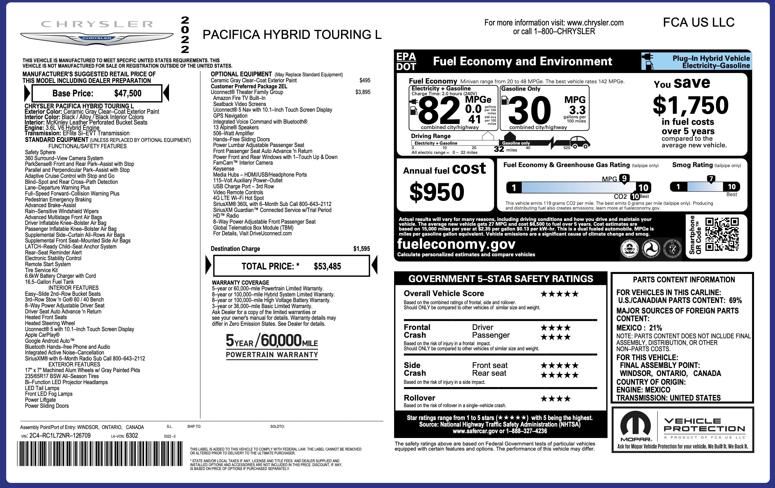 Used 2022 Chrysler Pacifica Touring-L w/ Uconnect Theater Family Group FWD image 4