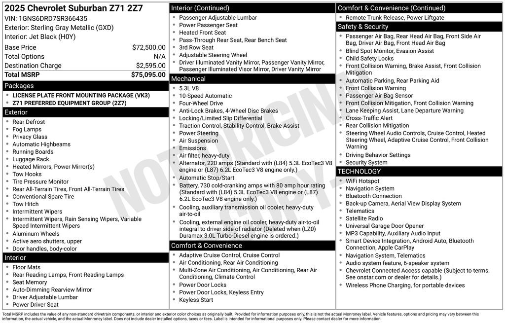 Used 2025 Chevrolet Suburban Z71 AWD/4WD image 2