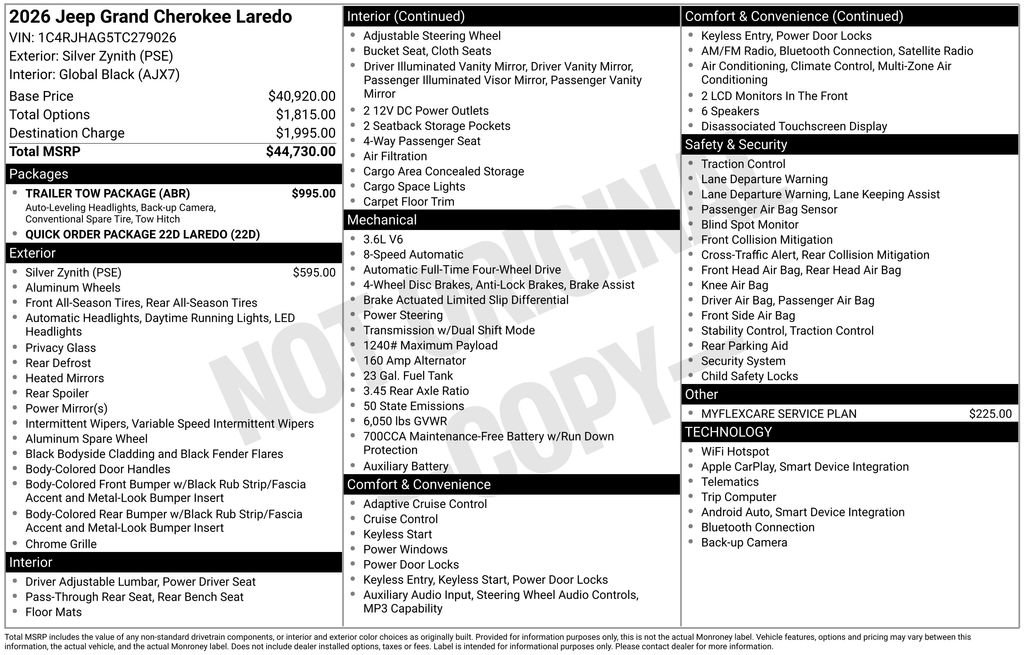 New 2026 Jeep Grand Cherokee Laredo w/ Trailer Tow Package AWD/4WD image 5
