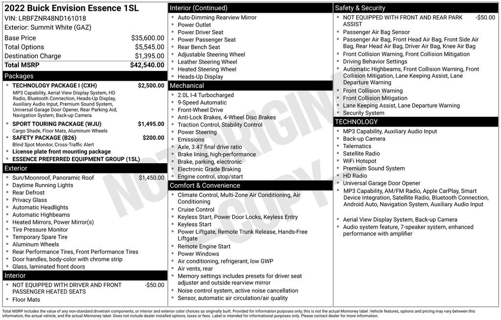 Used 2022 Buick Envision Essence w/ Technology Package I FWD image 6