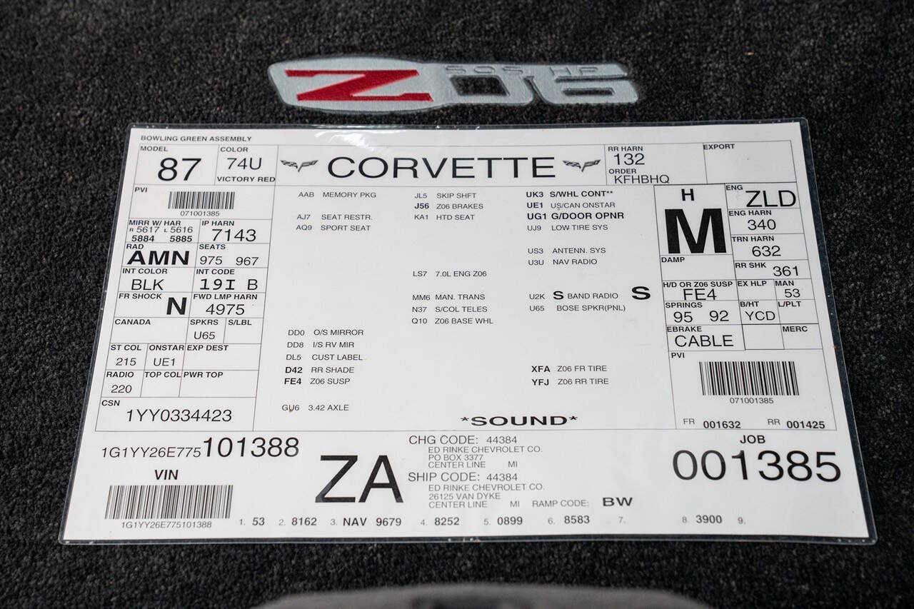 Used 2007 Chevrolet Corvette Z06 w/ Preferred Equipment Group RWD image 81