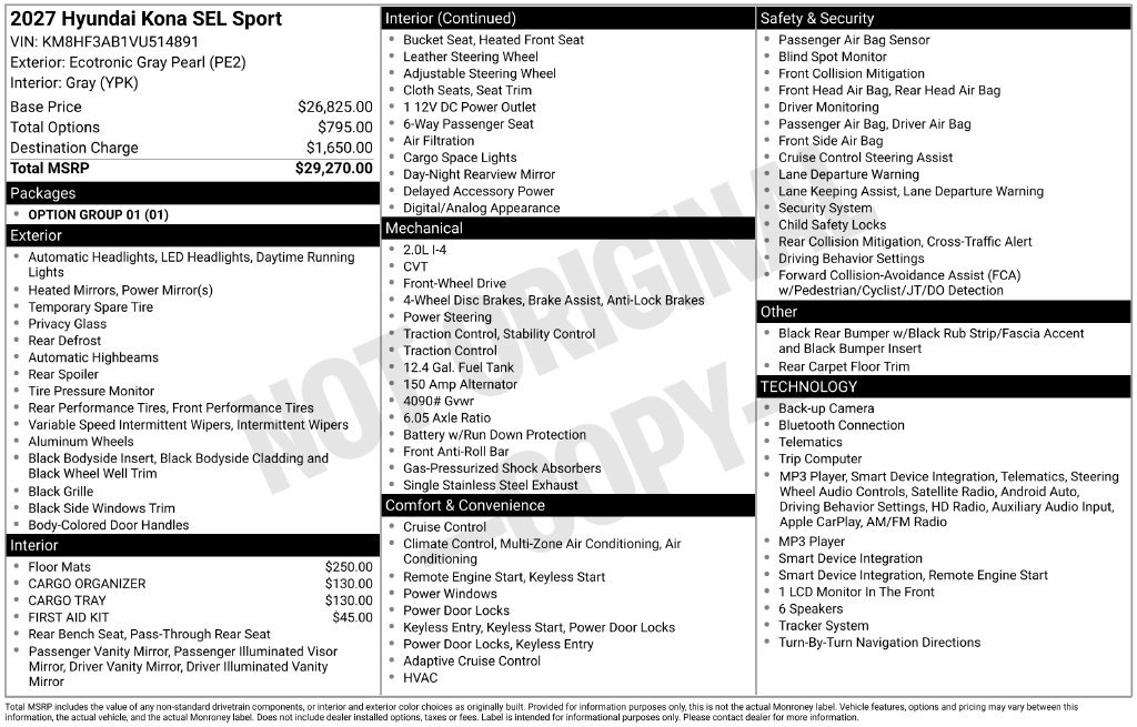 Certified 2027 Hyundai Kona SEL Sport FWD image 32