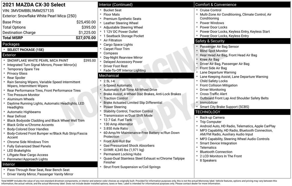 Certified 2021 MAZDA CX-30 AWD 2.5 S w/ Select Package image 10