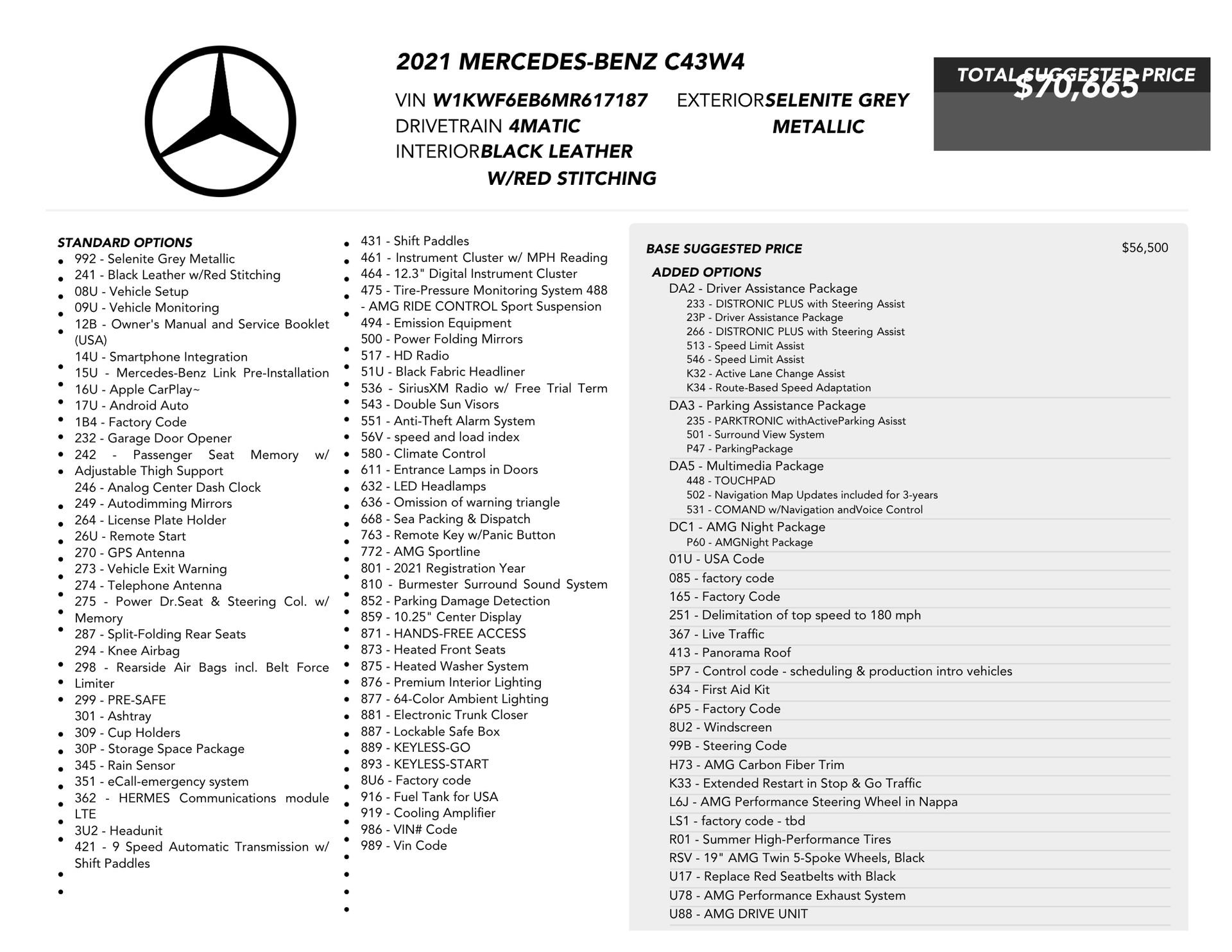 Used 2021 Mercedes-Benz C 43 AMG 4MATIC Sedan w/ Driver Assistance Package image 88