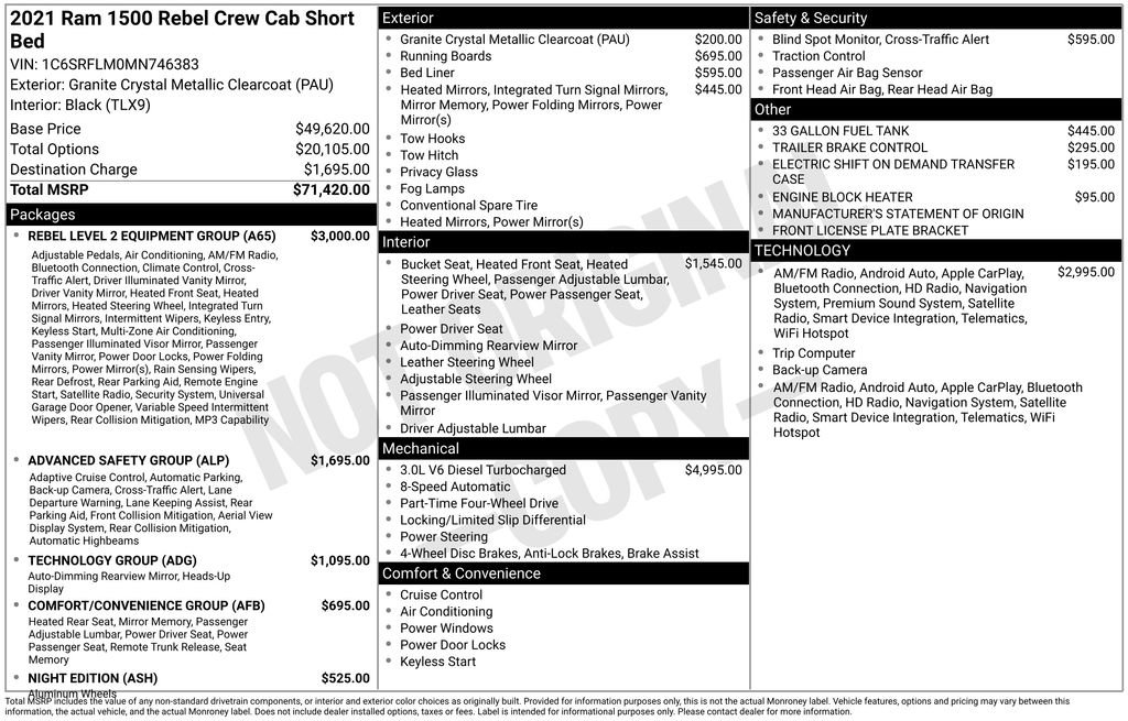 Used 2021 RAM 1500 Rebel w/ Rebel Level 2 Equipment Group AWD/4WD image 48