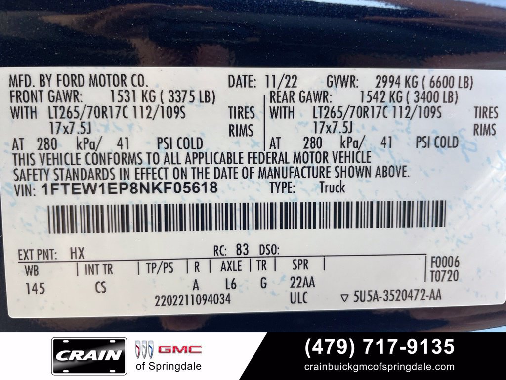 Used 2022 Ford F150 XL w/ Equipment Group 101A High AWD/4WD image 33