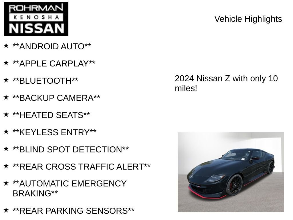 New 2024 Nissan Z NISMO w/ Floor Mat Package image 8