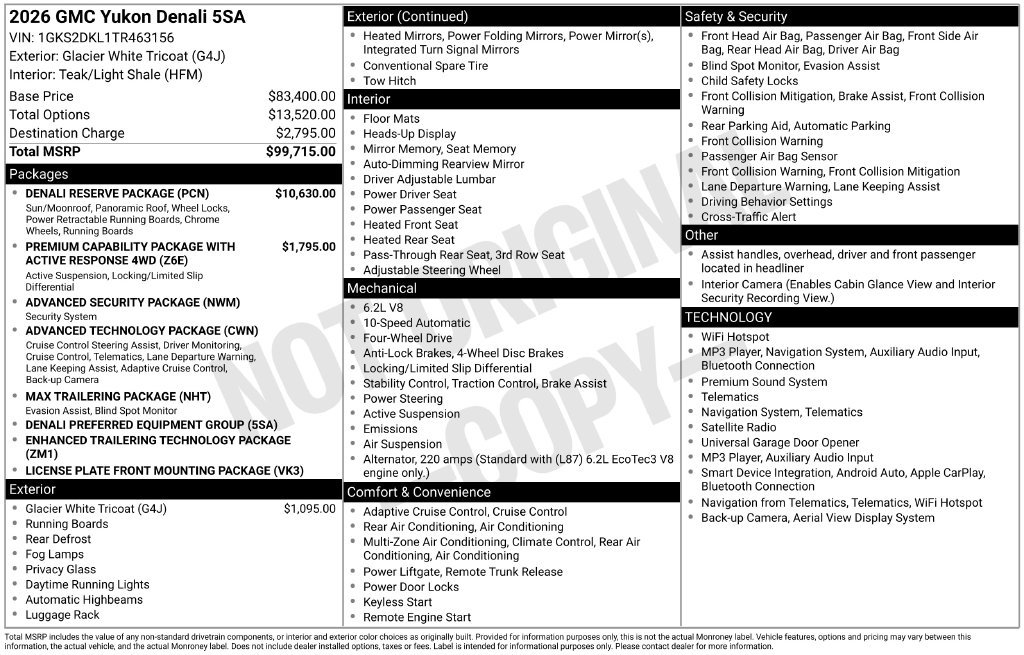 New 2026 GMC Yukon Denali w/ Denali Reserve Package AWD/4WD image 49