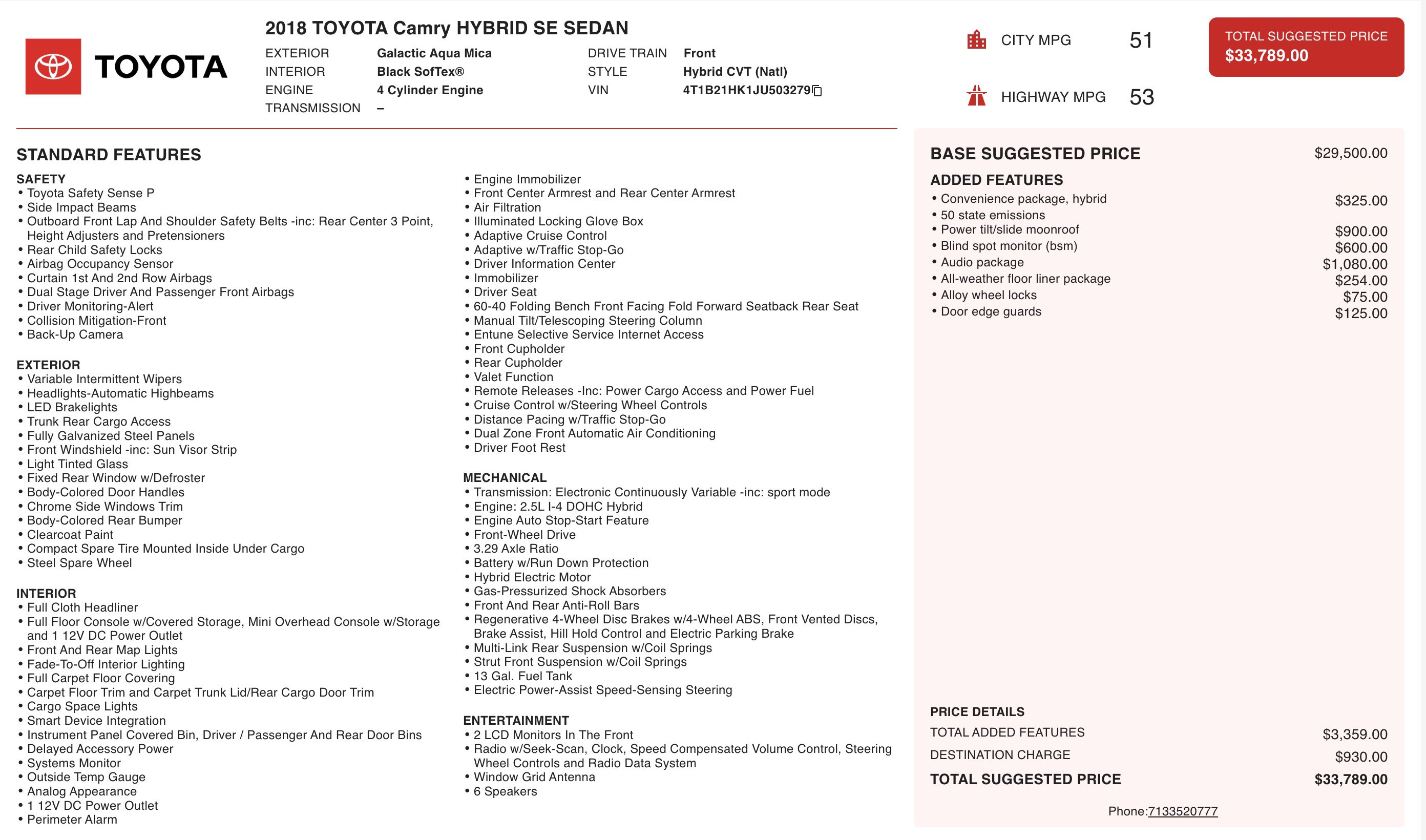 Used 2018 Toyota Camry SE w/ Audio Package image 3