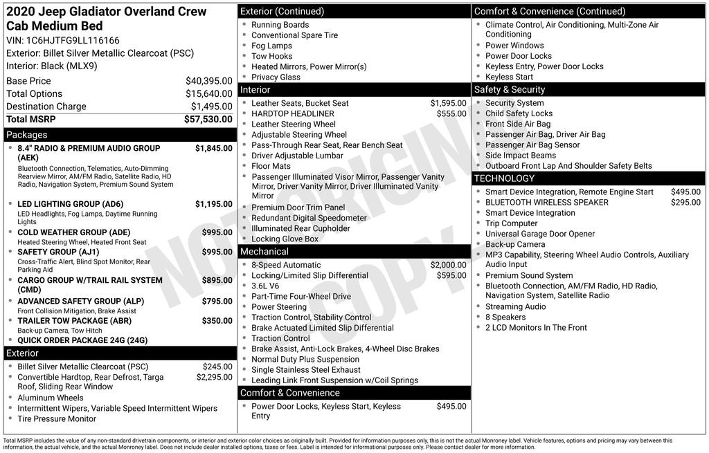 Certified 2020 Jeep Gladiator Overland AWD/4WD image 38