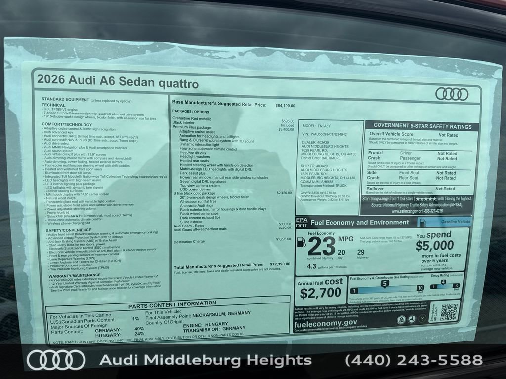 New 2026 Audi A6 Premium Plus image 25